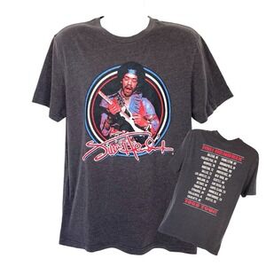 Jimi Hendrix 1969 Tour Dates Graphic Tee Gray Vintage Wash Band Shirt Mens M